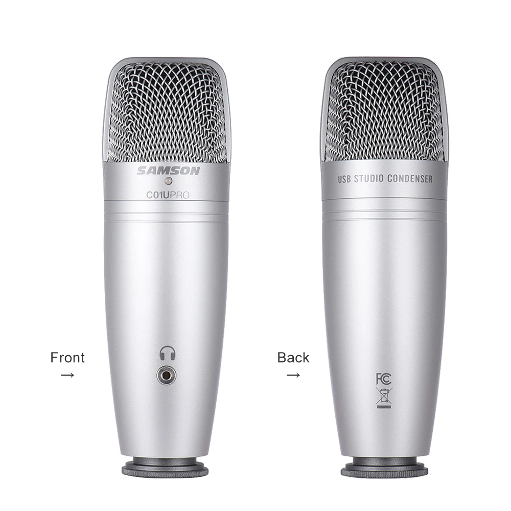 

SAMSON C01U PRO USB Studio Condenser Recording Microphone Mic Large Diaphragm with Tripod Swivel Mount USB Cable for Tablet