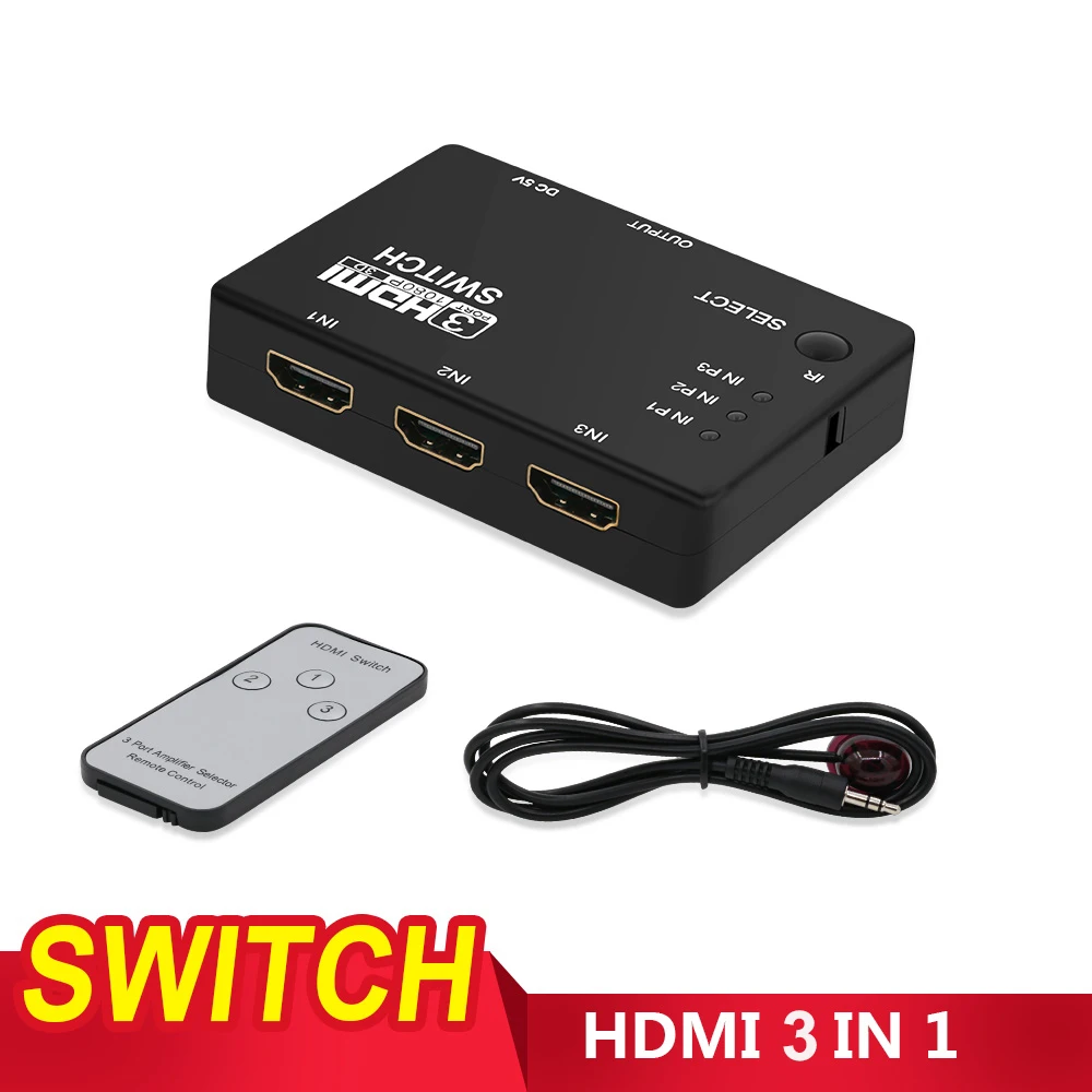 3 порта HDMI сплиттер 1080P в 1 выход переключатель ИК пульт дистанционного управления