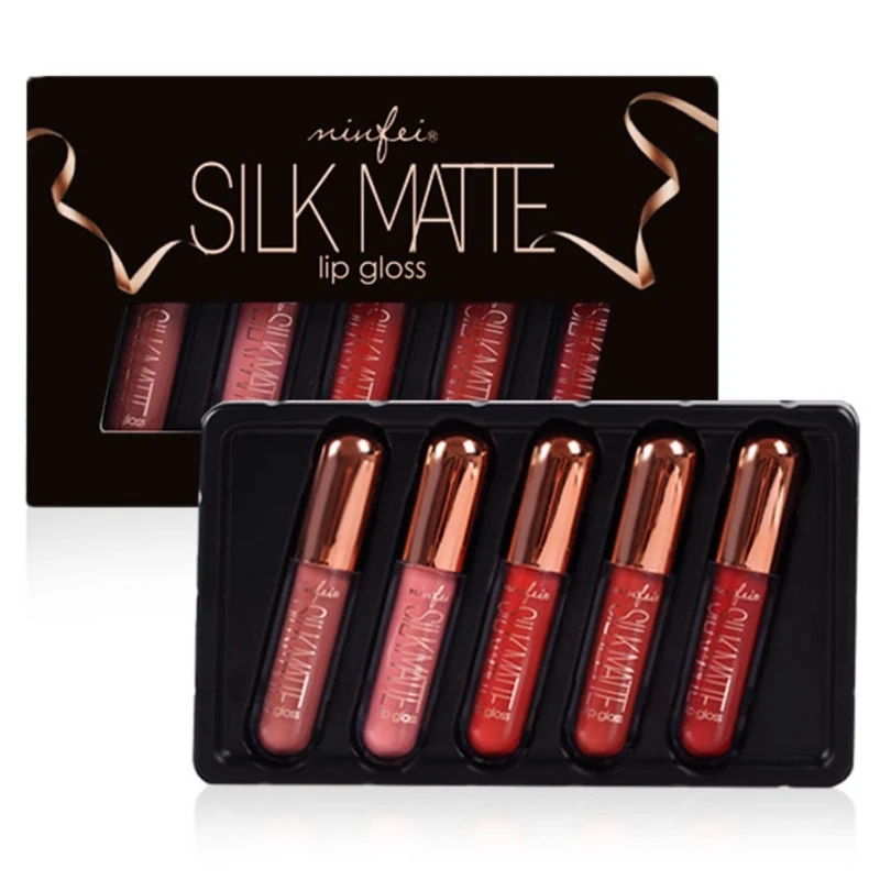

5 pcs Lipstick Set Waterproof red Authentic student Matte Lip Glaze Makeup tools Hot