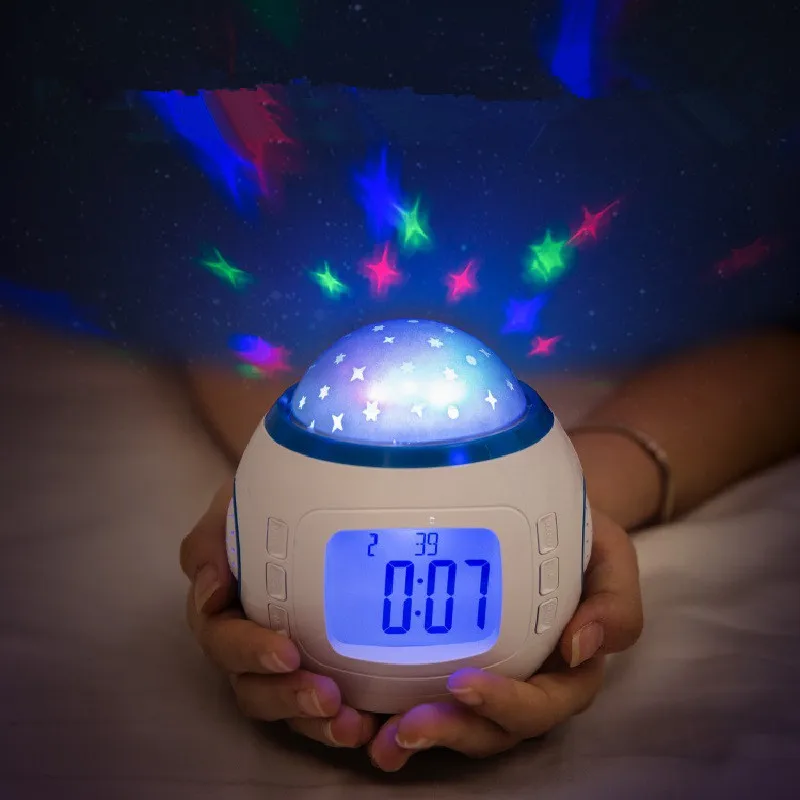 

bedroom bedside lamp with new and strange starry sky Creative alarm clock led night light