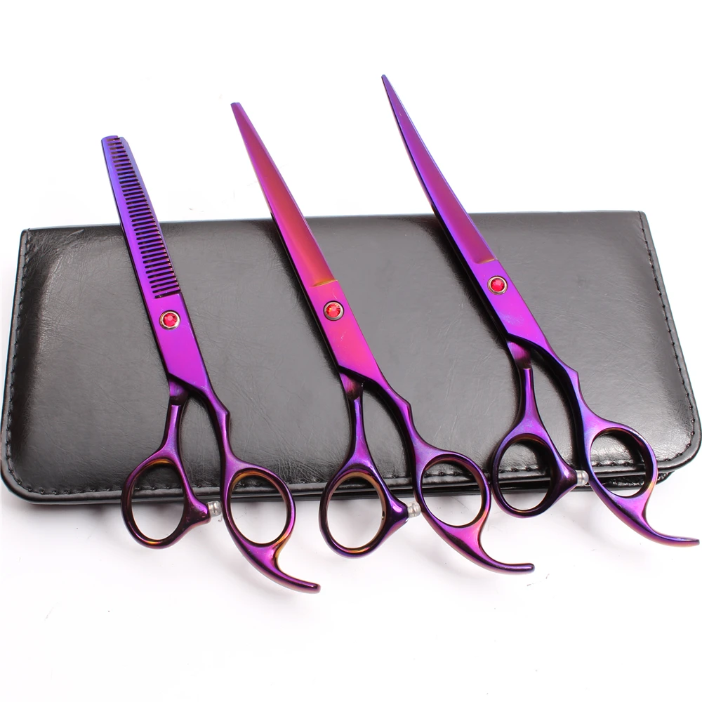 

20Sets C3003 Suit 7.0" 19.5cm Wholesale Engraving Logo JP 440C Dogs Flur Shears Grooming-for-dog Professional Pets Hair Scissors