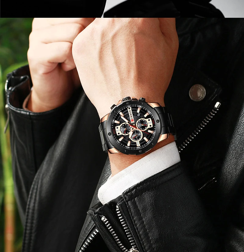 Curren Мужские часы Топ бренд класса люкс водонепроницаемые Модные кварцевые мужские наручные часы из нержавеющей стали мужские часы с хронографом
