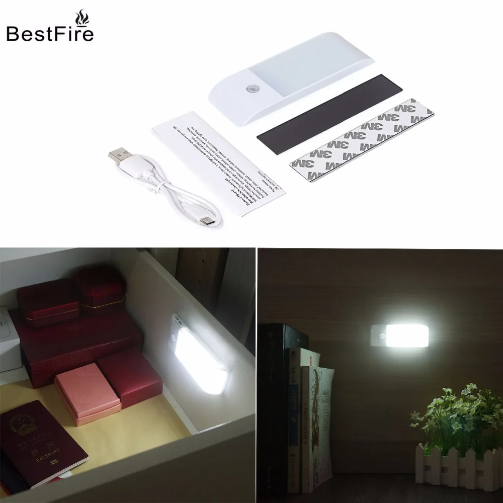 

AIMIHUO LED Lamp DC 5V Motion Sensor PIR Wireless Closet Cabinet Night Lamp LED USB Portable Emergency Light Rechargeable Gift