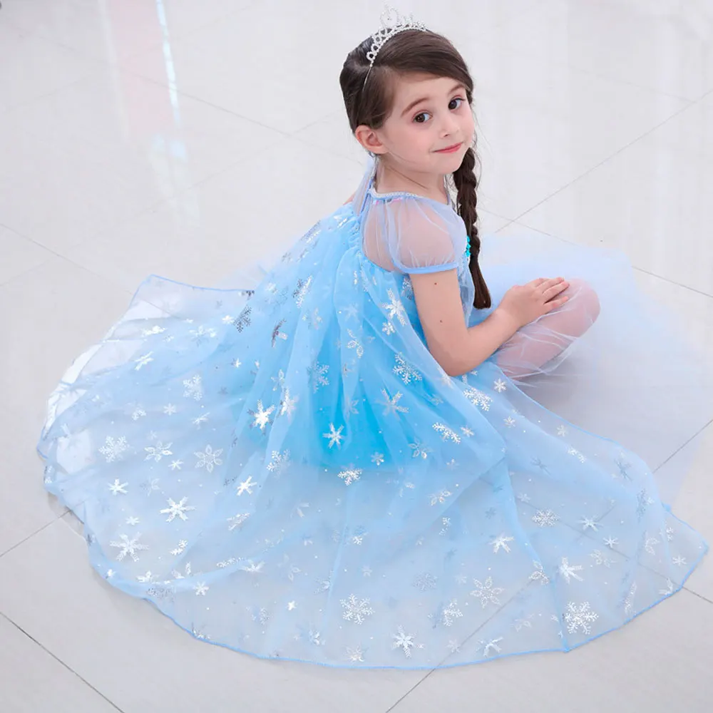 Платье Принцессы Диснея; платье принцессы Эльзы из мультфильма «Холодное сердце»; платье для девочек; комплект одежды для детей; детская одежда; бальное платье; танцевальный костюм для костюмированной вечеринки