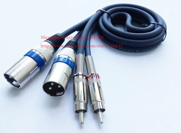 3M Dual Microphone XLR 3Pin Male Speaker Jack to Dual RCA Male Plug