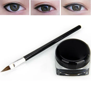 

1PC Professional Eye Liner Tools Cosmetic Long Lasting Quick Dry Waterproof Black Henna Tattoo Cream Make Up Eyeliner with Brush