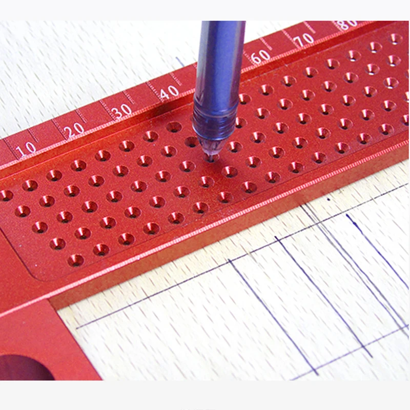 Comprar Trabajo de la madera escriba 260mm T Tipo de regla agujero de transcribir aluminio cruzado pies madera cruzado herramienta de medición herramienta