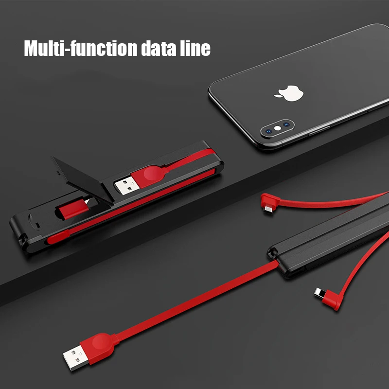 

3 in 1 Multifunction USB Cable for Mobile Phone Micro USB Type C Charger Cable For iPhone Charging Cable Mobile Phone Holder