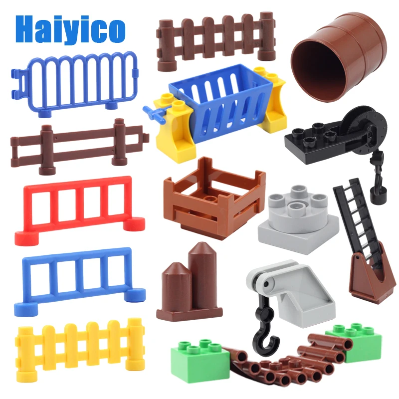 Kopen Grote bouwstenen Bricks accessoires compatibel Duplos set Hek bridge ladder Mand Multifunctionele Haak kinderen Speelgoed gift