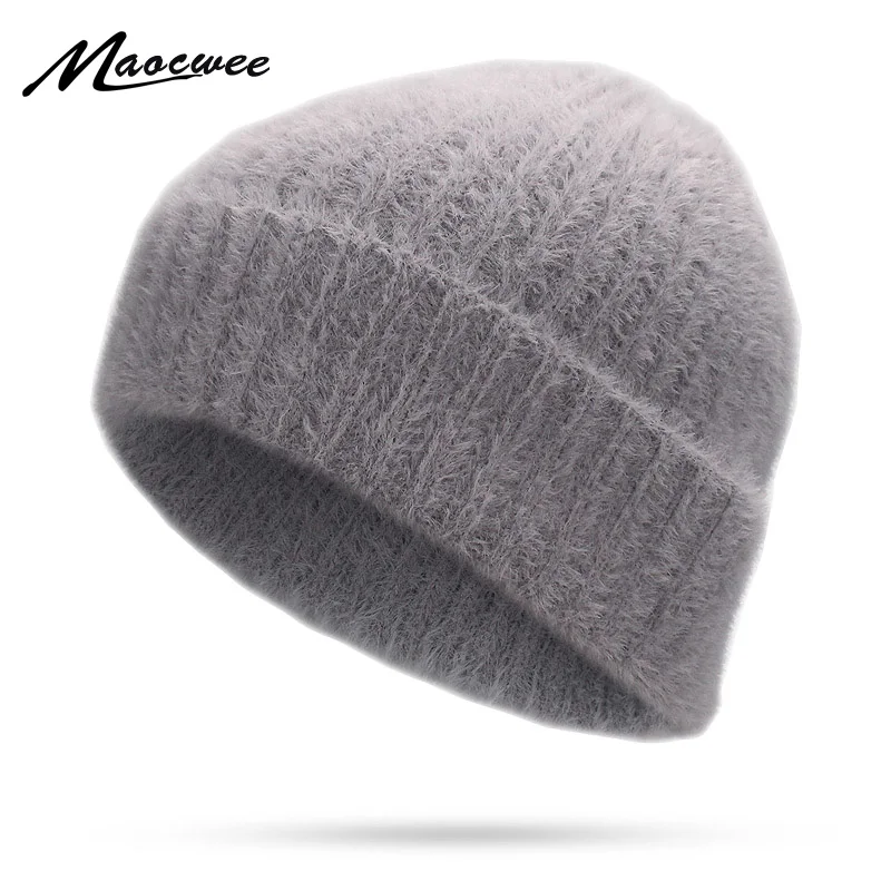 Простая Шапка-бини из кроличьего меха для женщин, зимняя шапка Skullies, теплая шапка из Гравити Фолз, Женская шерстяная шапка из ангорской шерсти, Женская Шапка-бини