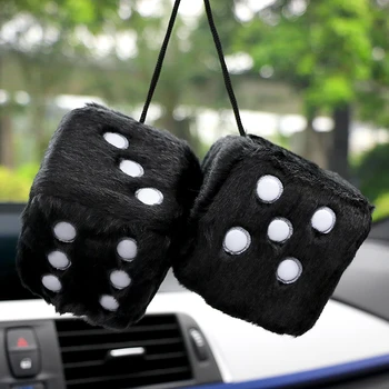 

Car Pendant Colorful Plush Dice Craps JDM Automobiles Rear View Mirror Charms Hanging Suspension Ornaments Desk Home Decoration