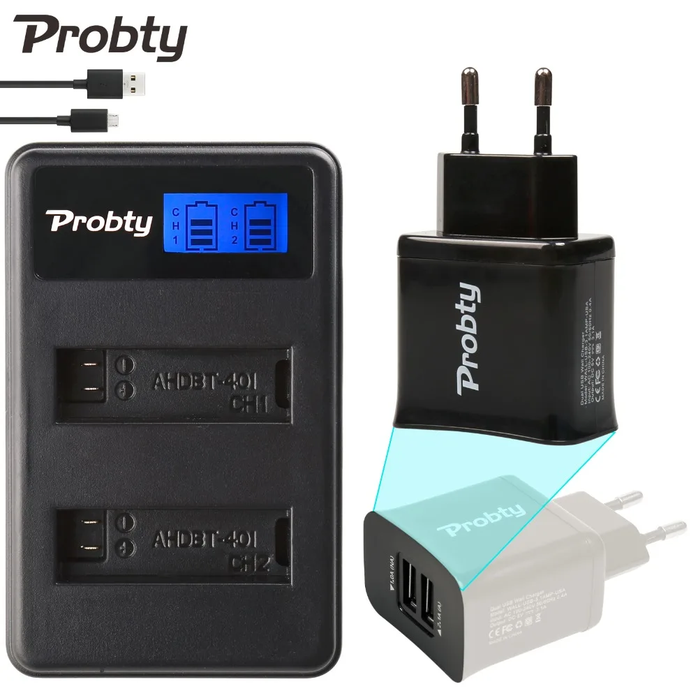 

Probty AHDBT-401 AHDBT 401 LCD Battery Charger + 2 Port USB Plug For GoPro go pro GoPro4 HD Hero 4 Hero4
