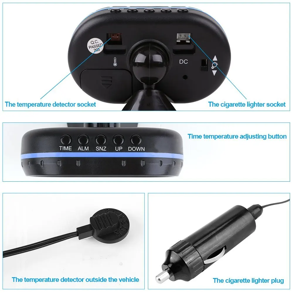 CARCHET Multi-Function Digital DC 12-24V Car Voltage Alarm Temperature Thermometer Clock LCD Monitor Battery Meter Detector CARCHET Multi-Function Digital DC 12-24V Car Voltage Alarm Temperature Thermometer Clock LCD Monitor Battery Meter Detector