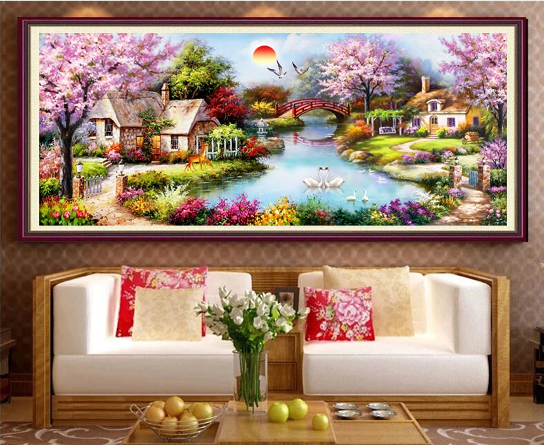 Full Drill Diamond Embroidery European Landscape Cottage DIY Diamond Painting Cross Stitch Simple Living Room Wall Decoration Full Drill Diamond Embroidery European Landscape Cottage DIY Diamond Painting Cross Stitch Simple Living Room Wall Decoration