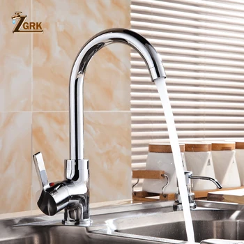 

ZGRK Kitchen Faucets Chrome Pull Out Kitchen Tap Single Hole Handle Swivel 360 Degree Water Mixer Tap Silver Single Handle