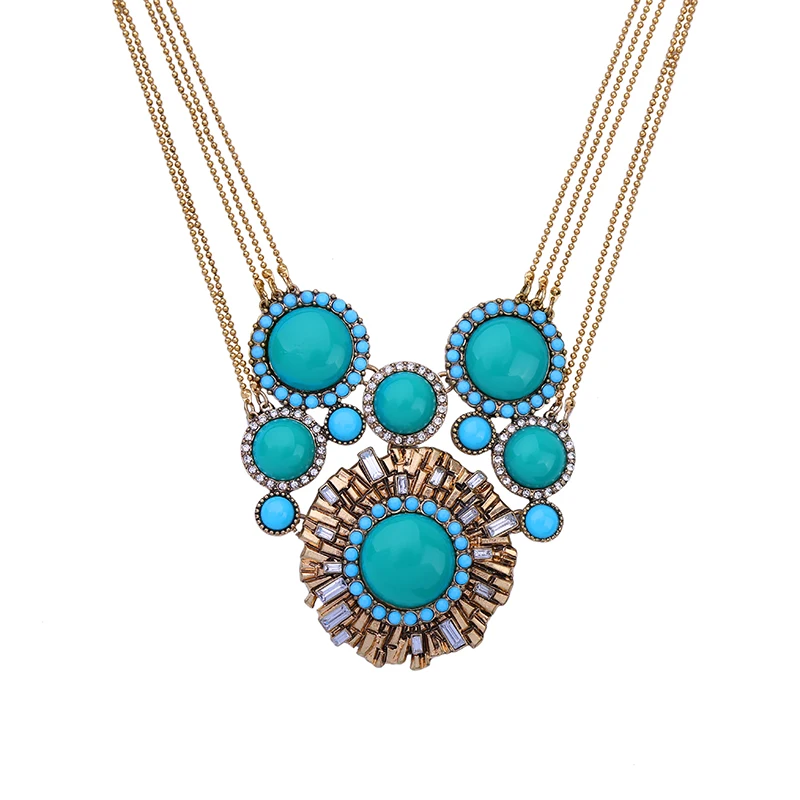 Bulk Price Women Pendant Vintage Accessory Round Blue