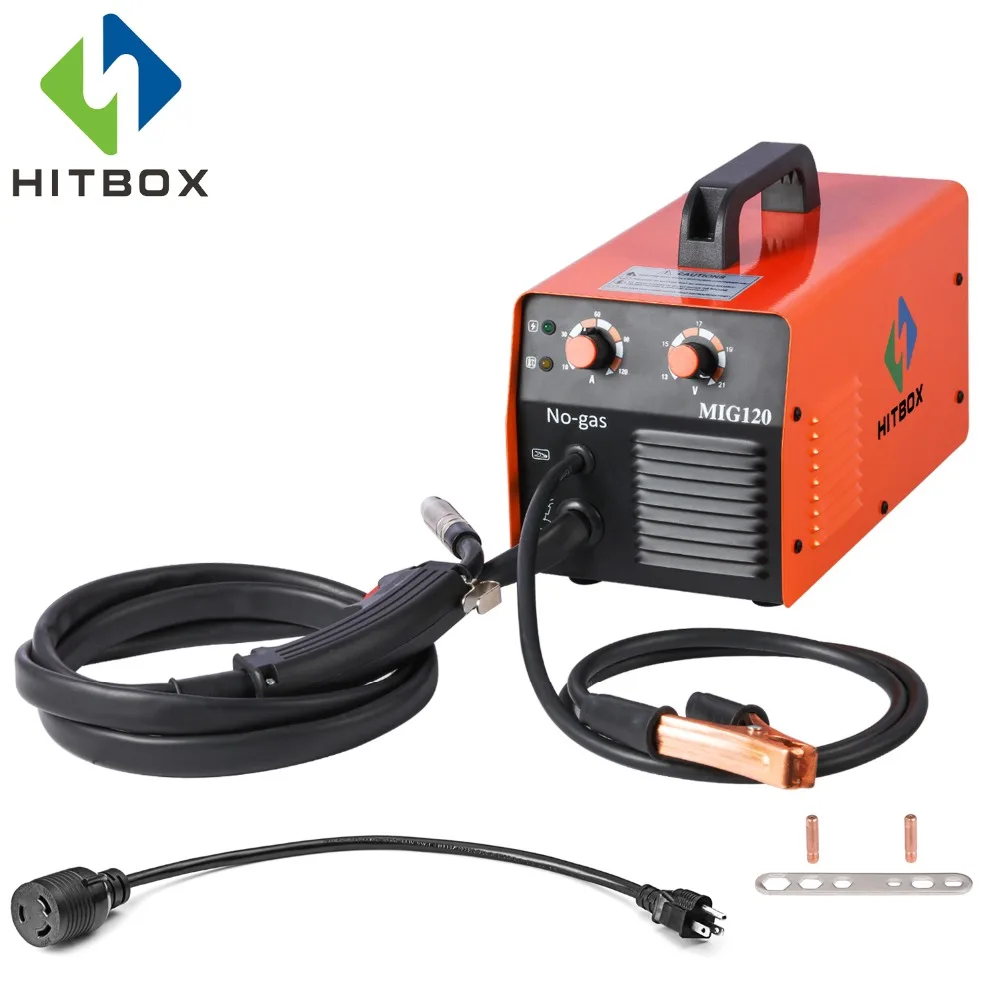 HITBOX Mig Welder Gasless 220V MIG1200 Mag Welders Iron Steel Welding Equipment MIG MAG Welding Machine Portable Welder