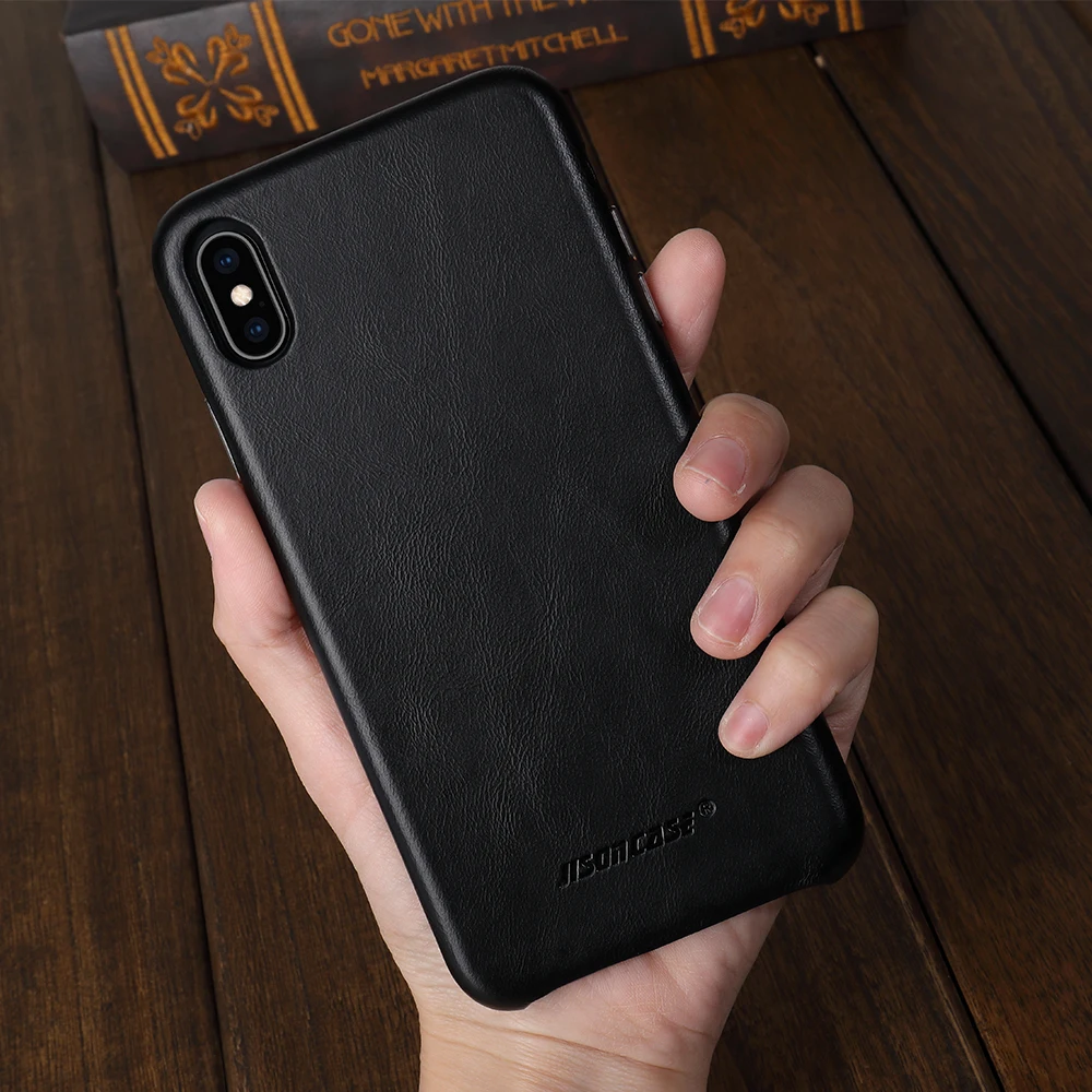 Jisoncase Чехол для телефона из натуральной кожи для iPhone XS MAX Роскошный деловой стиль тонкая задняя крышка для iPhone XS MAX для 6,5"