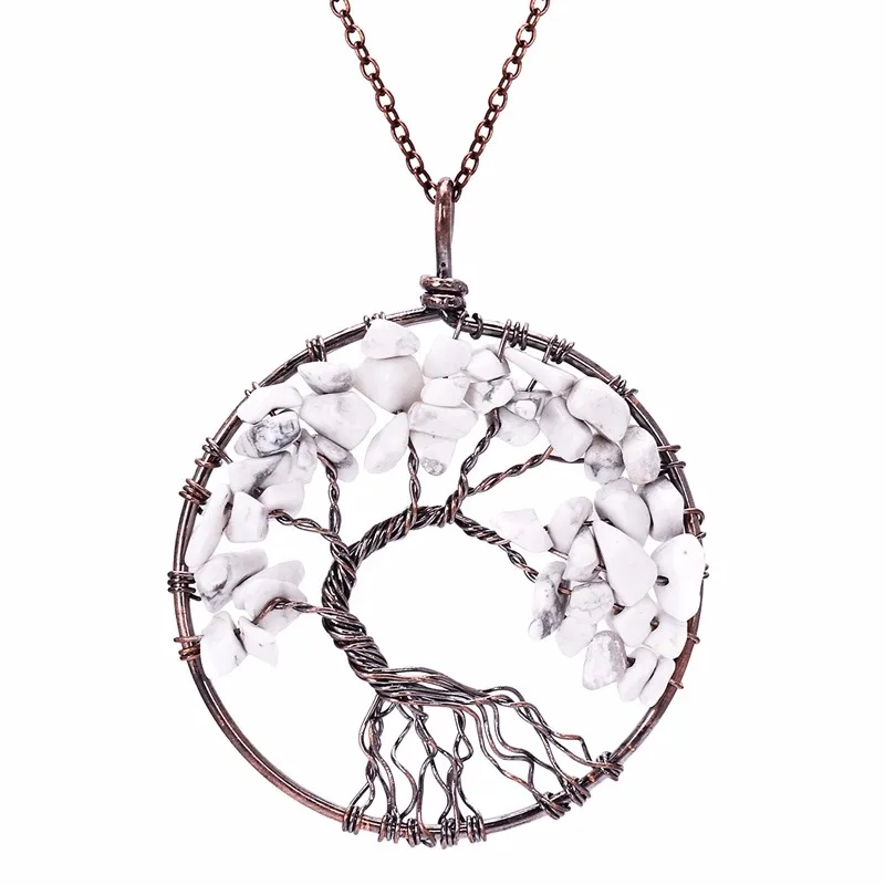 SEDmart 7 Чакра дерево жизни кулон ожерелье Медь с натуральным кристаллом кварца ожерелье Кварцевые подвески с камнями женский Рождественский подарок