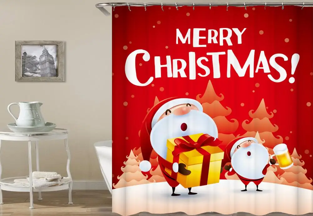 

Santa Claus series Print Waterproof Shower Curtain Polyester Fabric Bath Curtain Home Bathroom Curtains