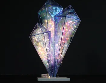 

New diamond shape PVC film with fairy lights Roman Column Road Leads for Wedding Centerpieces Welcome Area Decoration Props