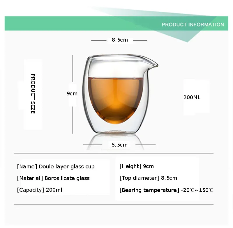 Ручная работа 200 мл прозрачная термостойкая двухслойная стеклянная чайная чашка кувшин теплоизоляция для китайского чая кунг-фу чашка кофейная кружка