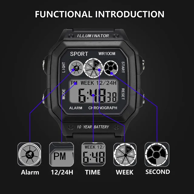 relogio masculino 2018 Watches Men Watch Electronic Digital Display Retro Style Clock Men Relogio Male reloj hombre Mens Watch -
