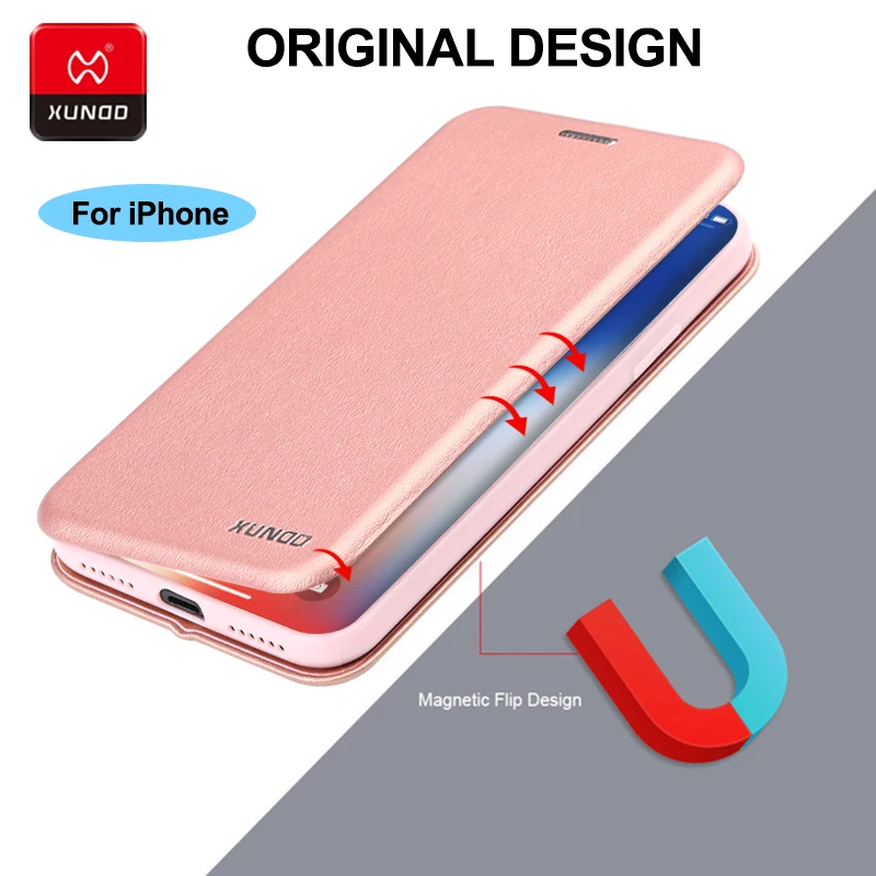 XUNDD Роскошный кожаный чехол бумажник для iPhone 7 8 Xs Max SE 2020 ударопрочный телефона 360
