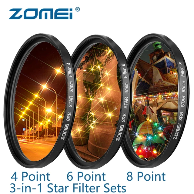 Best Price Zomei Star Filter 3 in 1 Sets 4 point 6 point 8 point Star Filter Lens Kit for Canon Nikon Sony Olympus DSLR Camera Accessories
