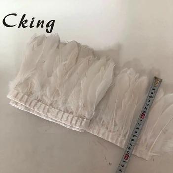 

white Goose Feather Trims 10 Yards Dyed Geese Feather Ribbons/15-20cm Fringes Goose Feather Cloth Belt DIY decorative 27 Colors