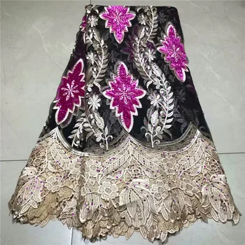 

African Velvet Lace Fabric 2019 High Quality Lace With Stones French Lace Fabric For Nigerian lace fabric Wedding Dress 2L82-92