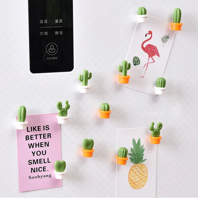 

8pc Refrigerator Sticker Plastic Potted Plant Fridge Magnet Sticker Botany Fashion Fridge Magnet Magnet Cute Kitchen Decoration