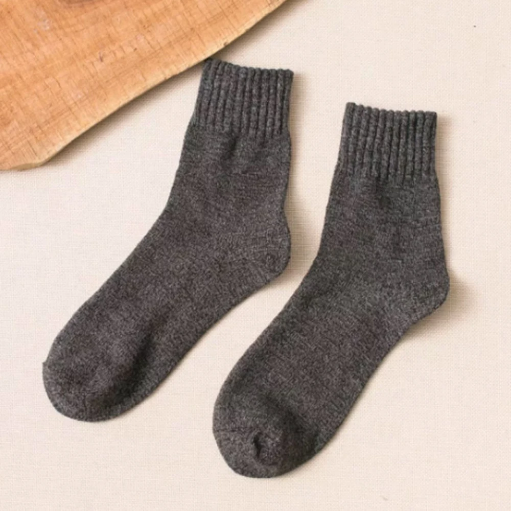 5 пар, модные шерстяные кашемировые носки, зимние теплые толстые однотонные спортивные носки,, Прямая поставка