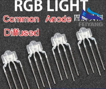 

250PCS 3mm RGB led diffused 4-PIN multicolor dip led 2.6*3.5*6.5mm common anode full color light diode For Keyboard