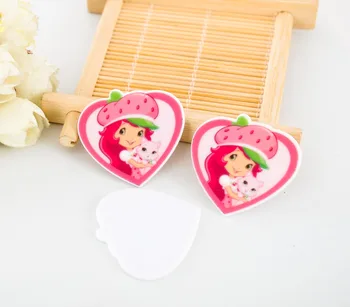 

Kawaii cartoon flat back planar resin heart pink Figurine strawberry girl Home decoration craft DIY hair Bow accessories