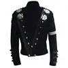 Impersonator Michael Joseph Jackson Costumes Jacket Stuff BAD Black With Silver Eagle Badges Punk Metal woolen Clothing 2