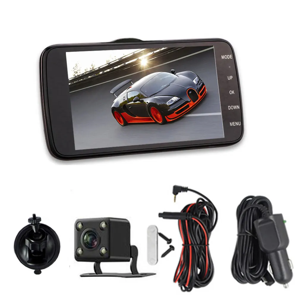 Podofo 4 &quotдвойной объектив Автомобильный dvr видеокамера Dashcam Full HD видео