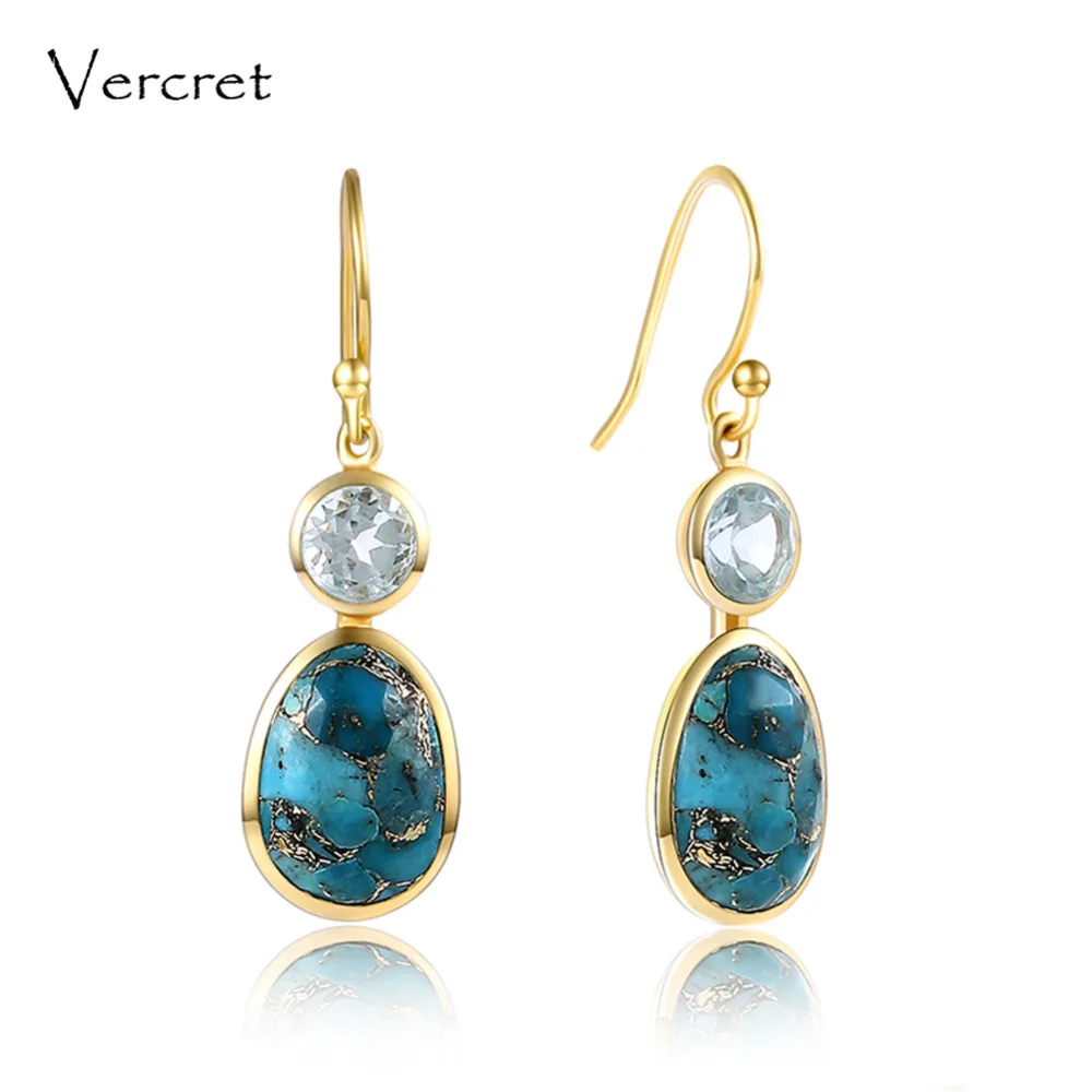 

Vercret turquoise drop earrings romantic dangle earrings 925 sterling silver jewelry for women sp