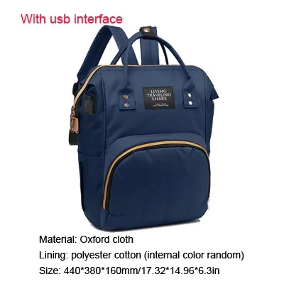 Многофункциональный водонепроницаемый USB интерфейс мягкий подгузник сумки большой емкости путешествия рюкзак для матерей детские подгузники мешок младенческой - Цвет: 5