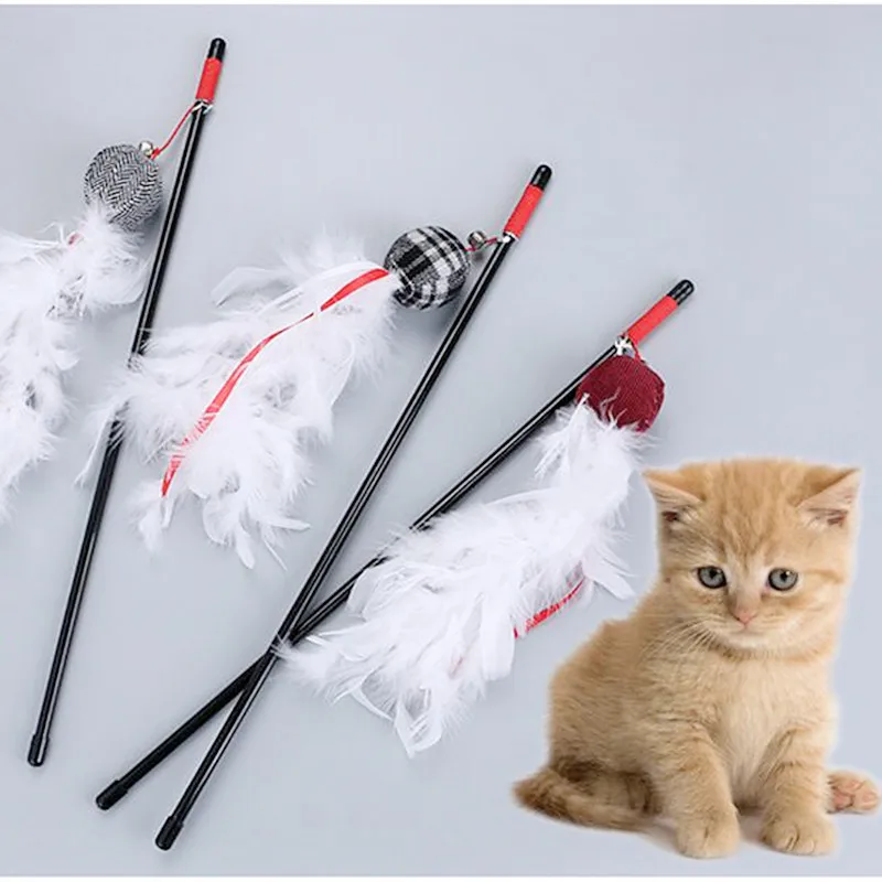 10Pcs/lot Cat Kitten Pet Teaser Turkey Feather with Catnip Interactive