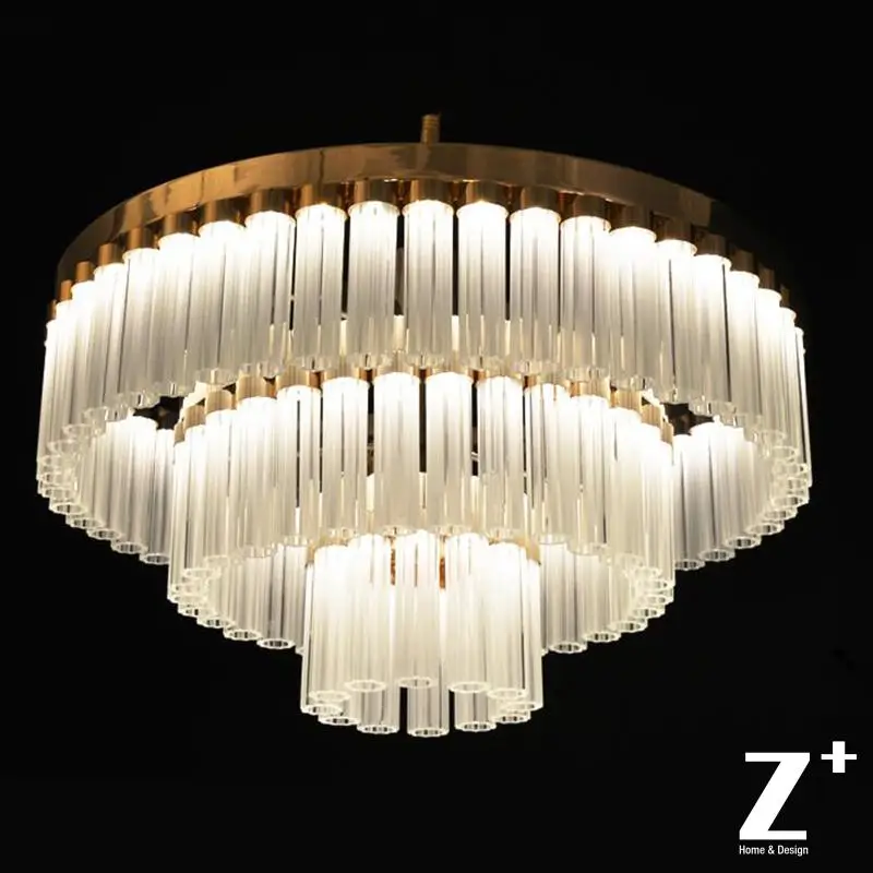 Classical Industrial Glass Chandelier Glass Prisms Crystal Golden Color Vintagein Chandeliers