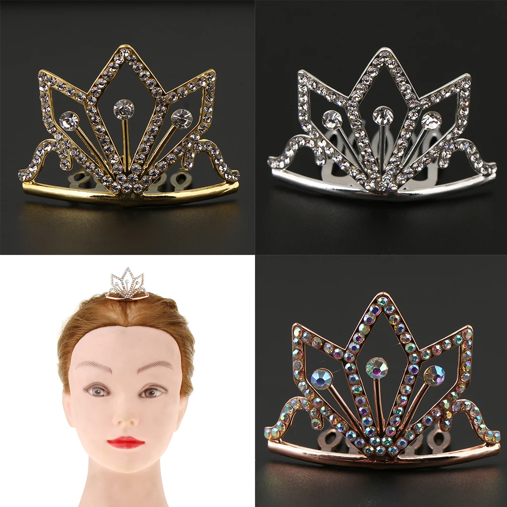 Elegant Clear Crystal Rhinestone Mini Crown Tiara Girls Princess Bridal Wedding Pageant Prom Jewelry