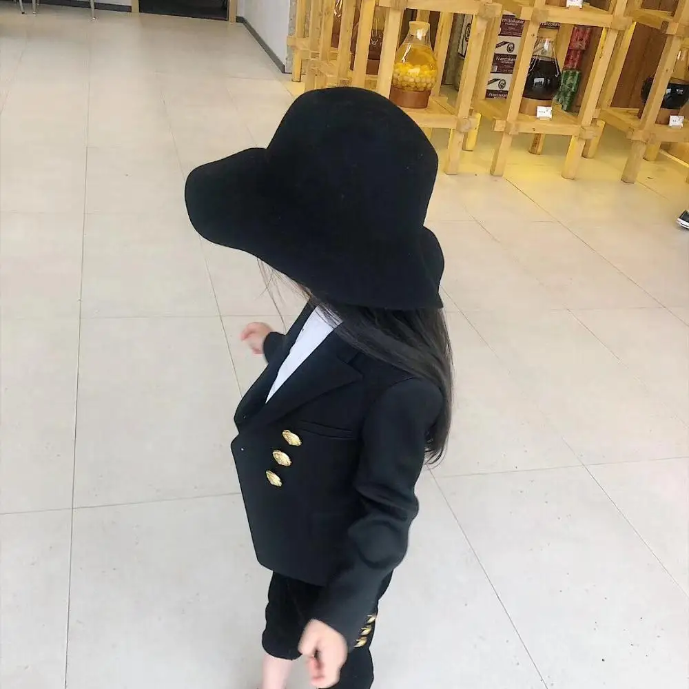 

105-155CM,Women S M L ,High-End Customized Girls and Women Top Quality Gold Button Blazer Wool Blends Slim Short Design Jackets