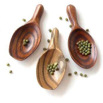 

10pcs/lot 9x4cm solid wood Japanese style short handle wide spoon mini wooden spoon tea spoon tea shovel tea ceremony wholesale
