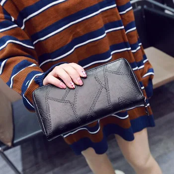

Wholesale New Women Wallet Clutch Purses Female Zipper Long PU Leather Card Holder High Quality Coin Pocket Bolsas Money Bag