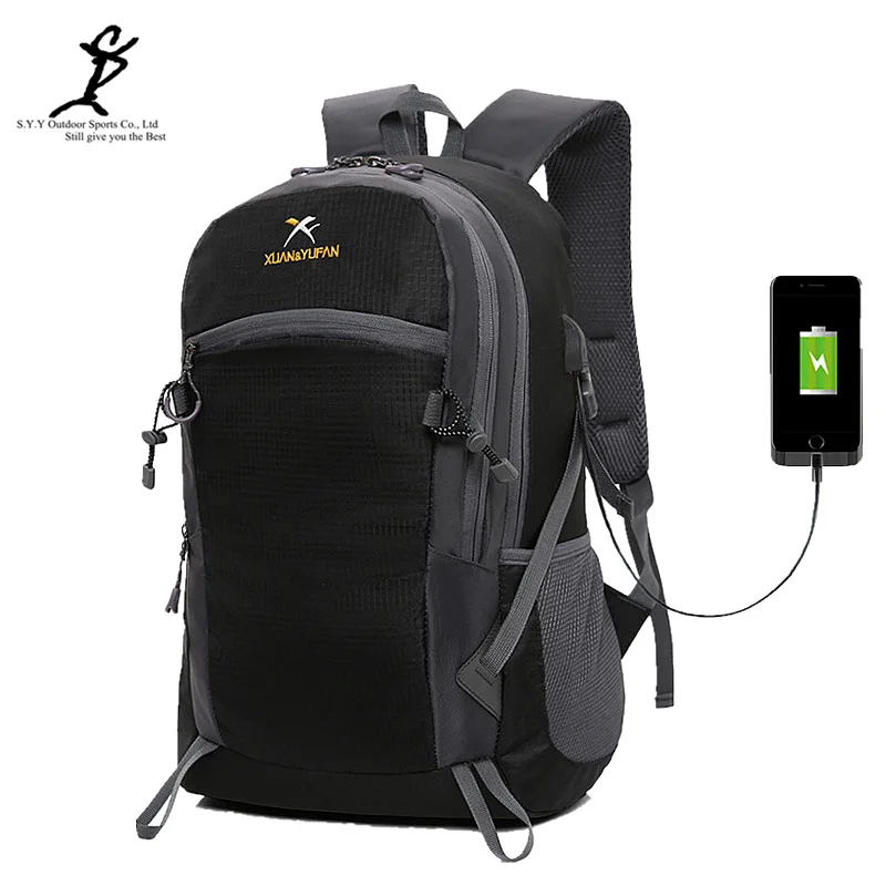 Nylon USB Charge Hiking Backpack Professional Women Men Camping Bags Rucksack New Warterproof