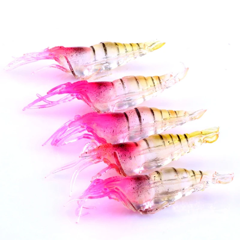 

25PCS/LOT Pink Shrimp Soft Fishing Lure Grub Worm Bait Artificial Silicone Fishing Lures 4.8cm/1g