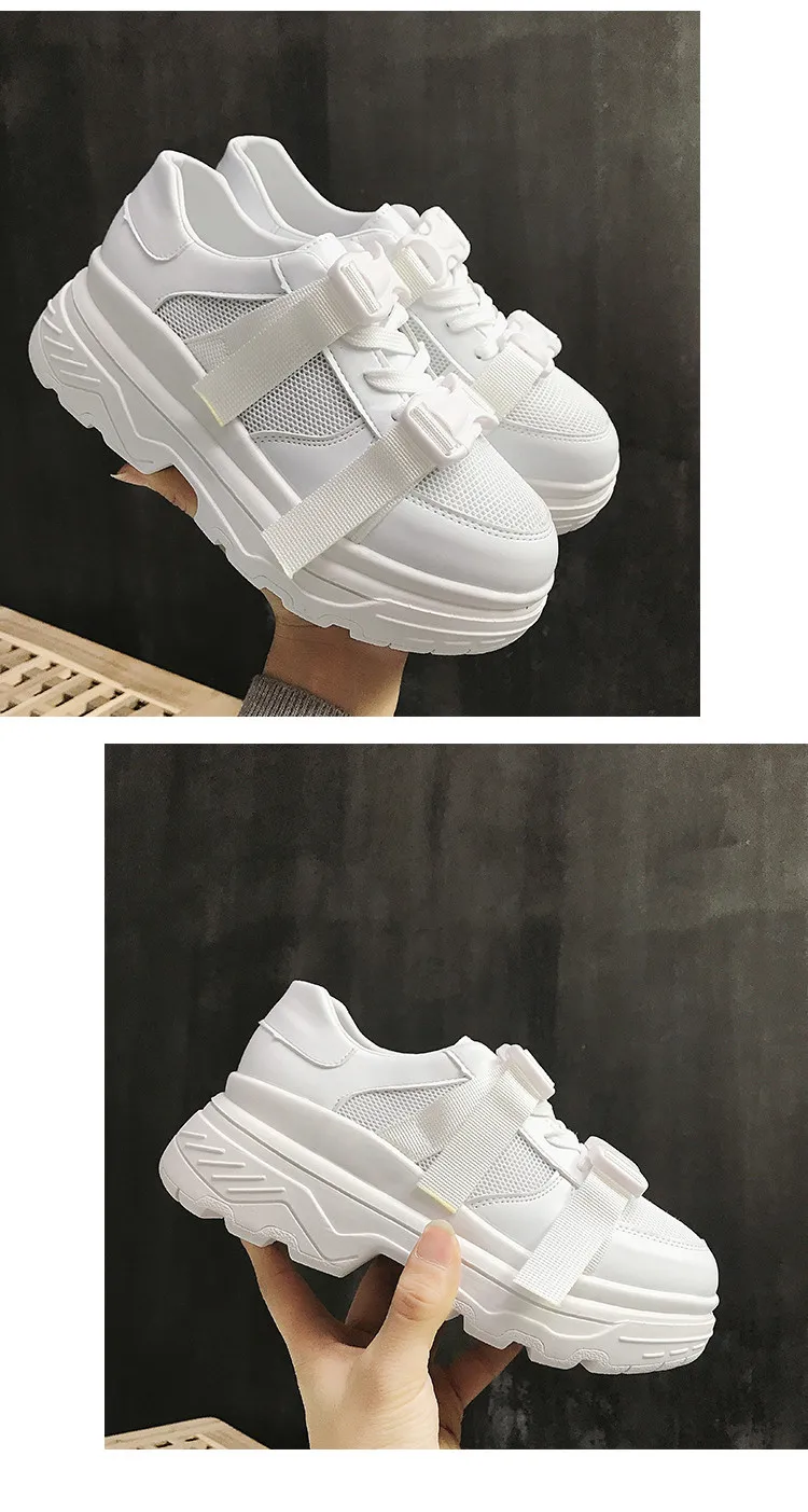 LZJ/женская повседневная обувь на платформе с пряжкой; трендовые женские дышащие кроссовки белого цвета; уличная женская обувь