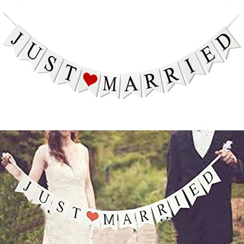 

Just Married Banner Mr Mrs Rustic Garland Wedding Table Decoration Groom Bride To Be Balloon Banner Bachelorette Party Supplies
