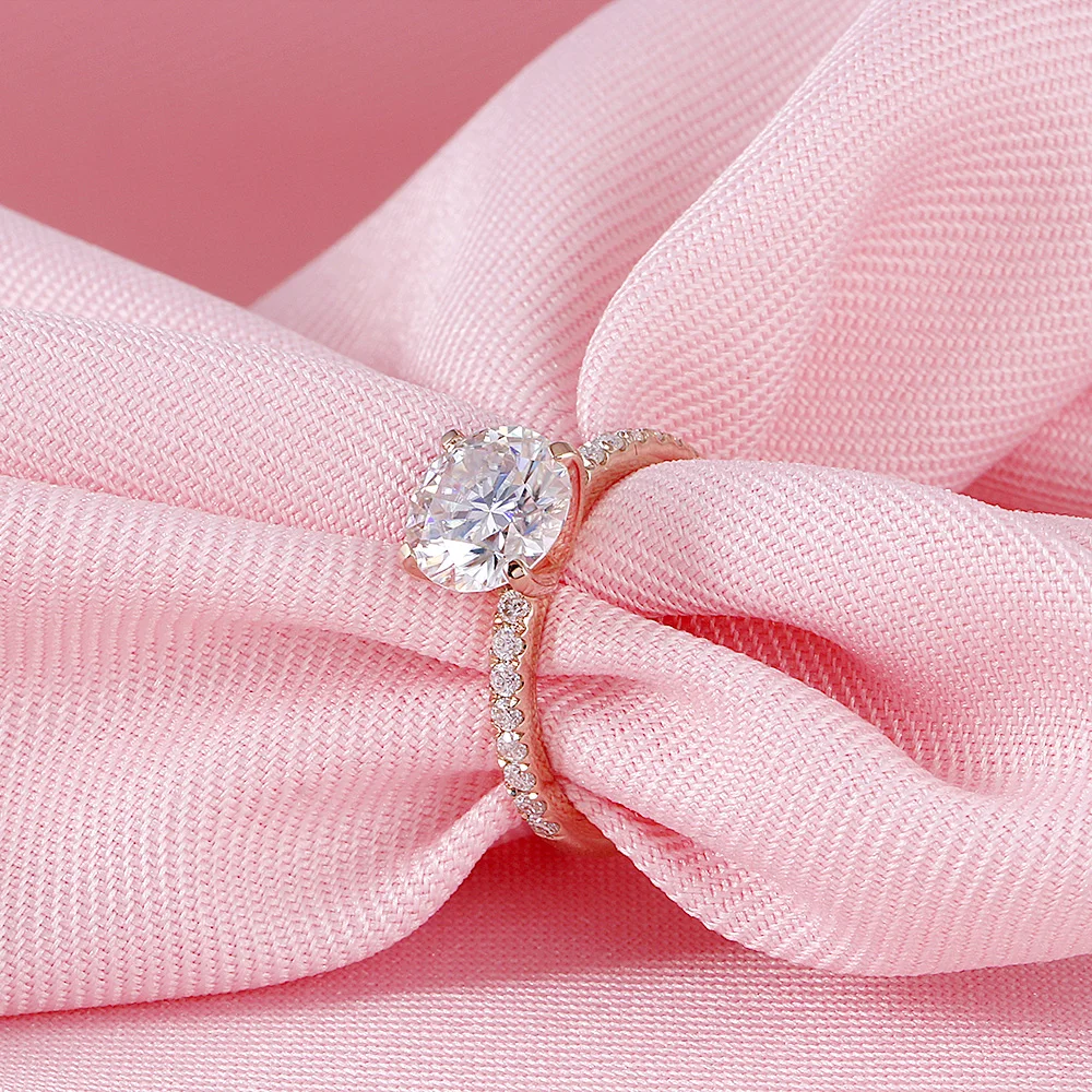 Обручальное кольцо Transgems 14K из розового золота, кольцо в центре, 8 мм, F цвет, Moissanite, бриллиантовое кольцо для женщин, свадебные украшения
